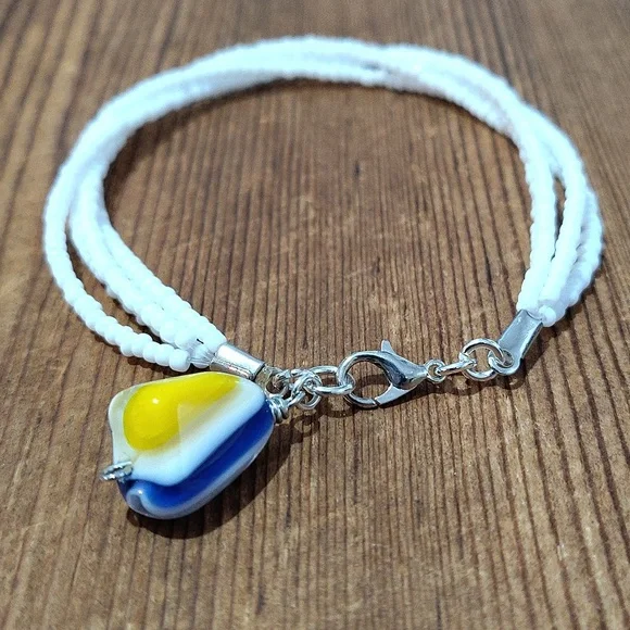 Ladies Beaded White Handmade Multi-Strand Bracelet, Ladies Beaded Bracelet - Picture 3 of 8